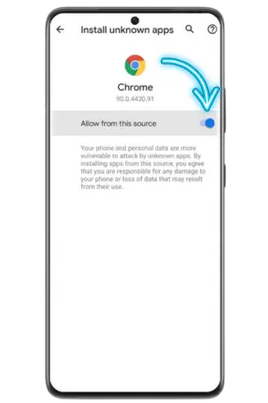 Menu sicurezza Android per abilitare installazione Spingrande app android