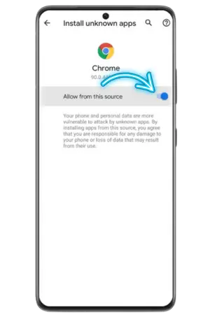 Sikkerhetsinnstillinger Android for å aktivere installasjon Spingrande app android