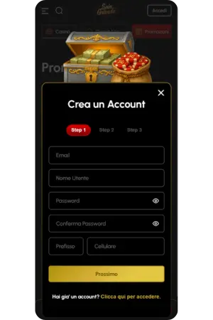 Modulo di registrazione veloce nell'app Spingrande