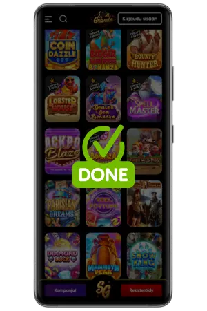Spingrande app lataa valmis aloita pelaaminen välittömästi kasinolla