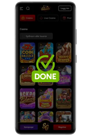 Ikon Spingrande app installert på hovedskjerm smarttelefon klar bruk