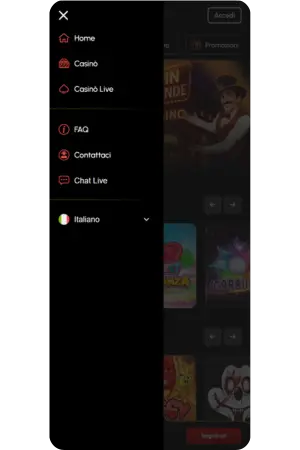 Menu di navigazione completo nell'app Spingrande