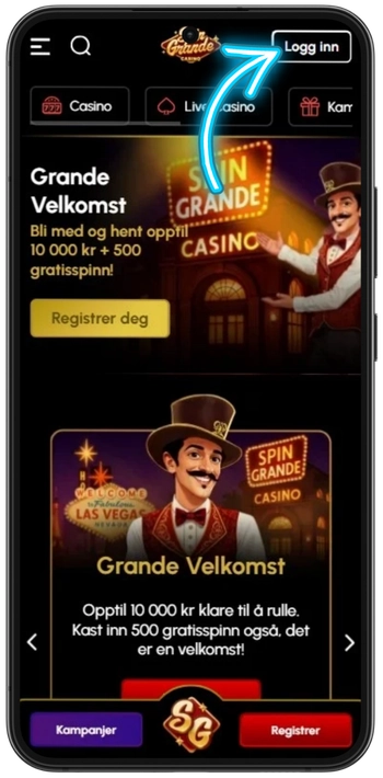 Innloggingsknapp på Spingrande