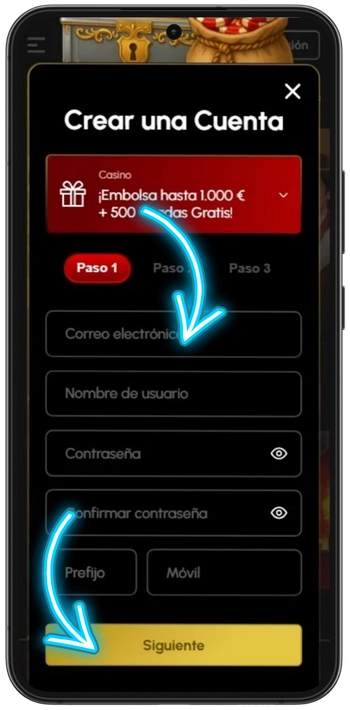 Primer paso de registro en Spingrande