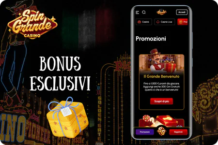Schermata bonus esclusivi nell'app Spingrande per mobile