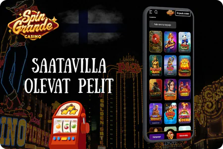 Pelivalikoima Spingrande-sovelluksessa mobiililaitteella