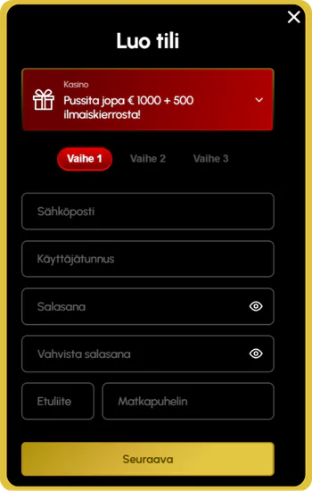 Spingranden rekisteröintilomake suomalaisille pelaajille