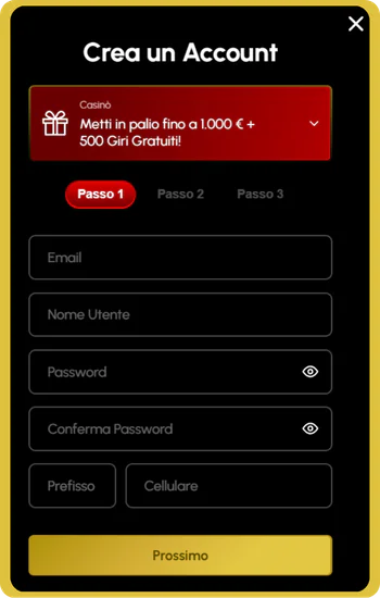 Modulo di registrazione su Spingrande per giocatori italiani